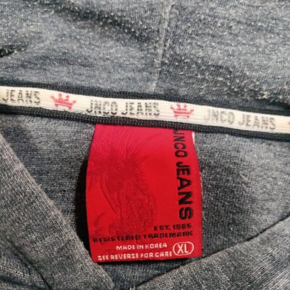 JNCO Jeans Women's Gray Cropped Hoodie With Tiger Graphic Sweatshirt Size XL - Picture 7 of 10